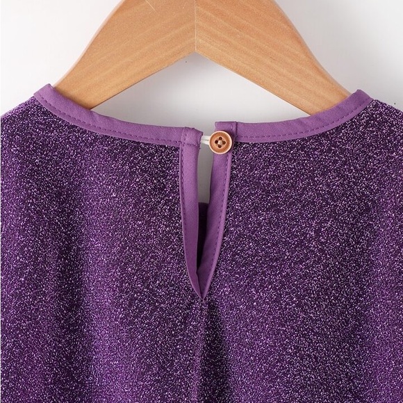 Young Girls Mesh Insert Layered Sleeve Party Dress - Picture 5 of 8